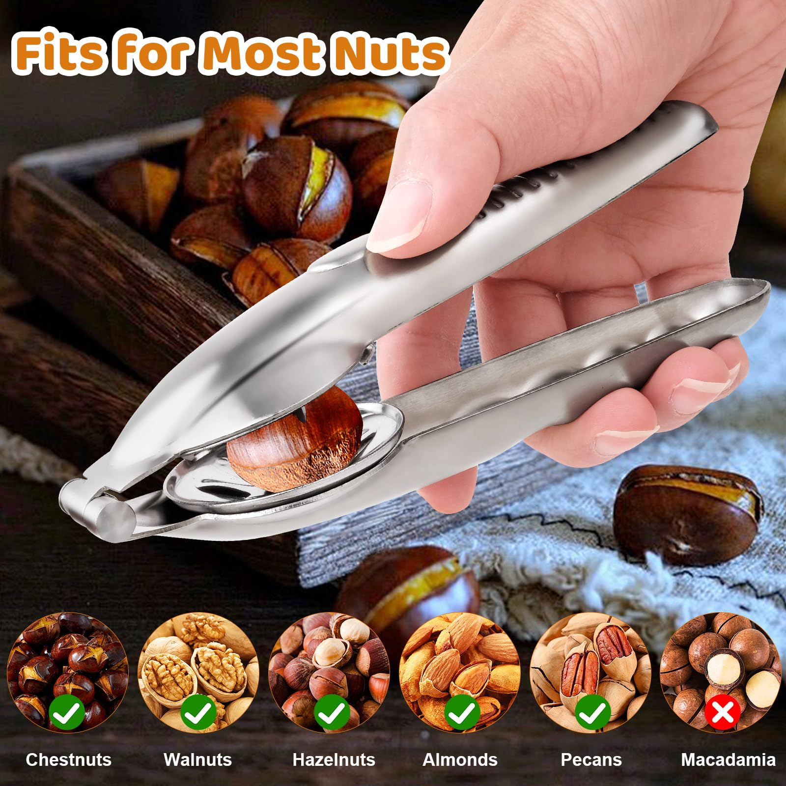 Sanchamy portable chestnut cracker shown on a kitchen counter.