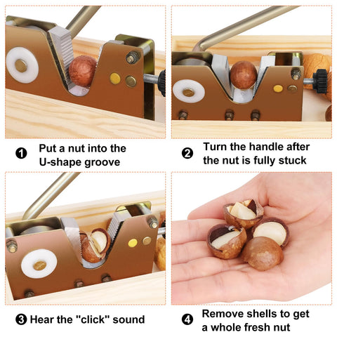 Sanchamy Nut Cracker wooden base keeps shells organized during use.