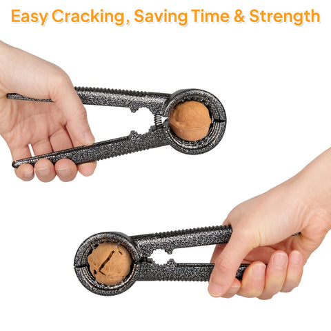 Sanchamy spring-loaded nut cracker reduces effort during cracking.