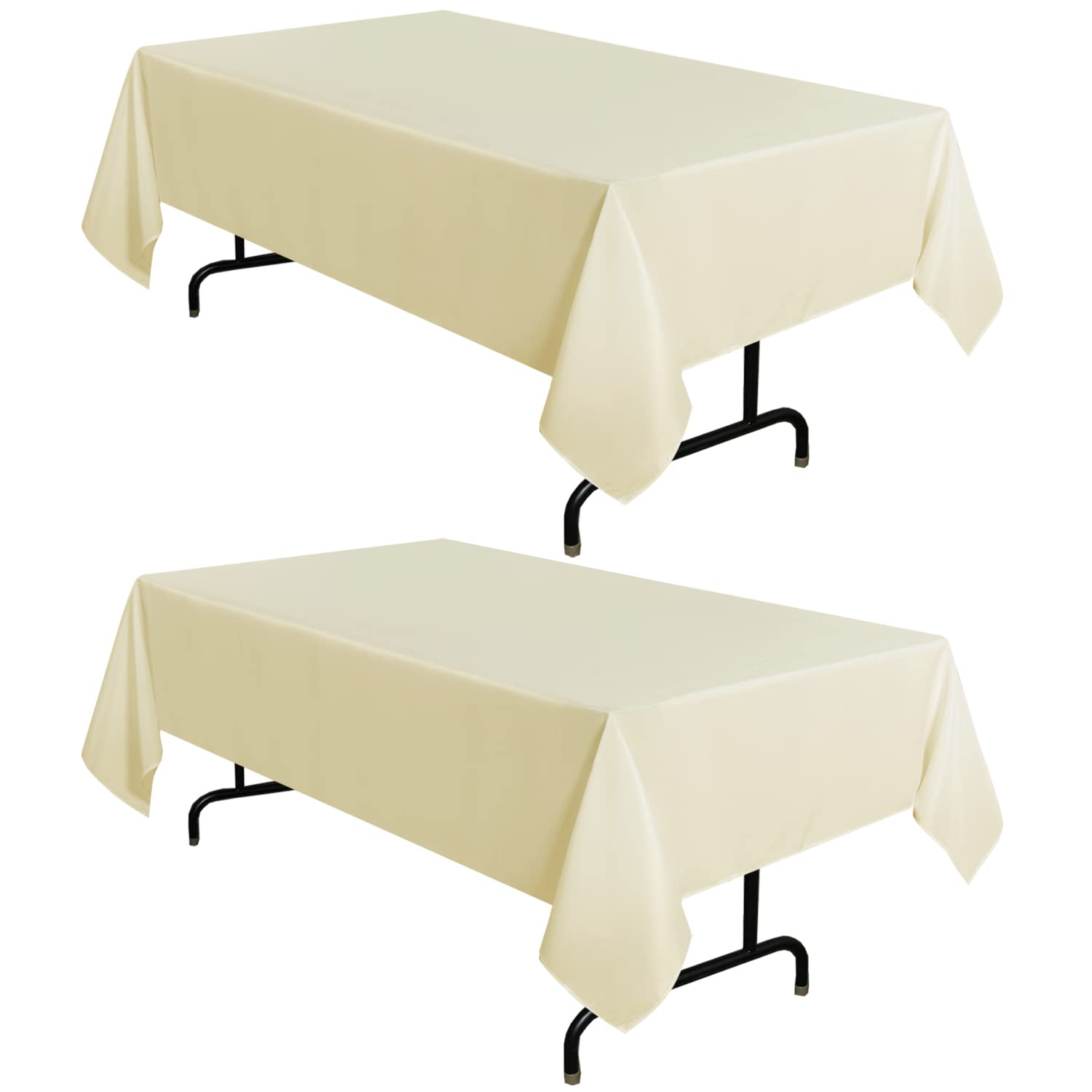 Sancua 2-pack beige tablecloth on an 8-foot dining table protects surfaces with easy care.