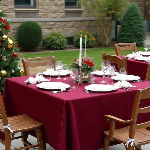 Sancua 2-pack burgundy tablecloths front view for multi-table setup