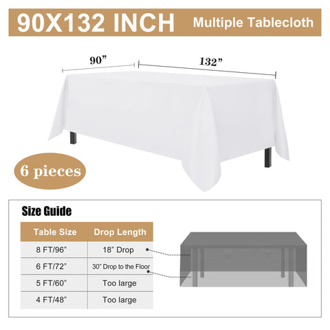 Sancua 6-pack tablecloths offer consistent coverage for gatherings.