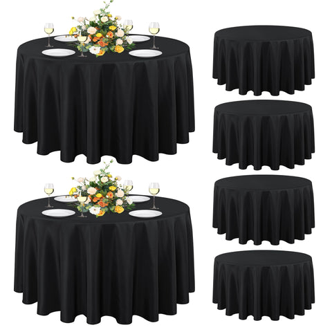 Sancua 6-pack round tablecloth 90 inch black ready for elegant dining setups.