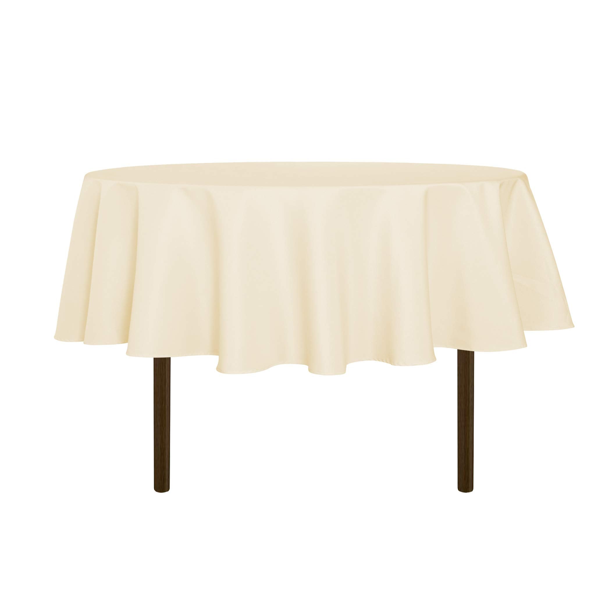 Sancua 70-inch round beige tablecloth on a dining table for everyday meals