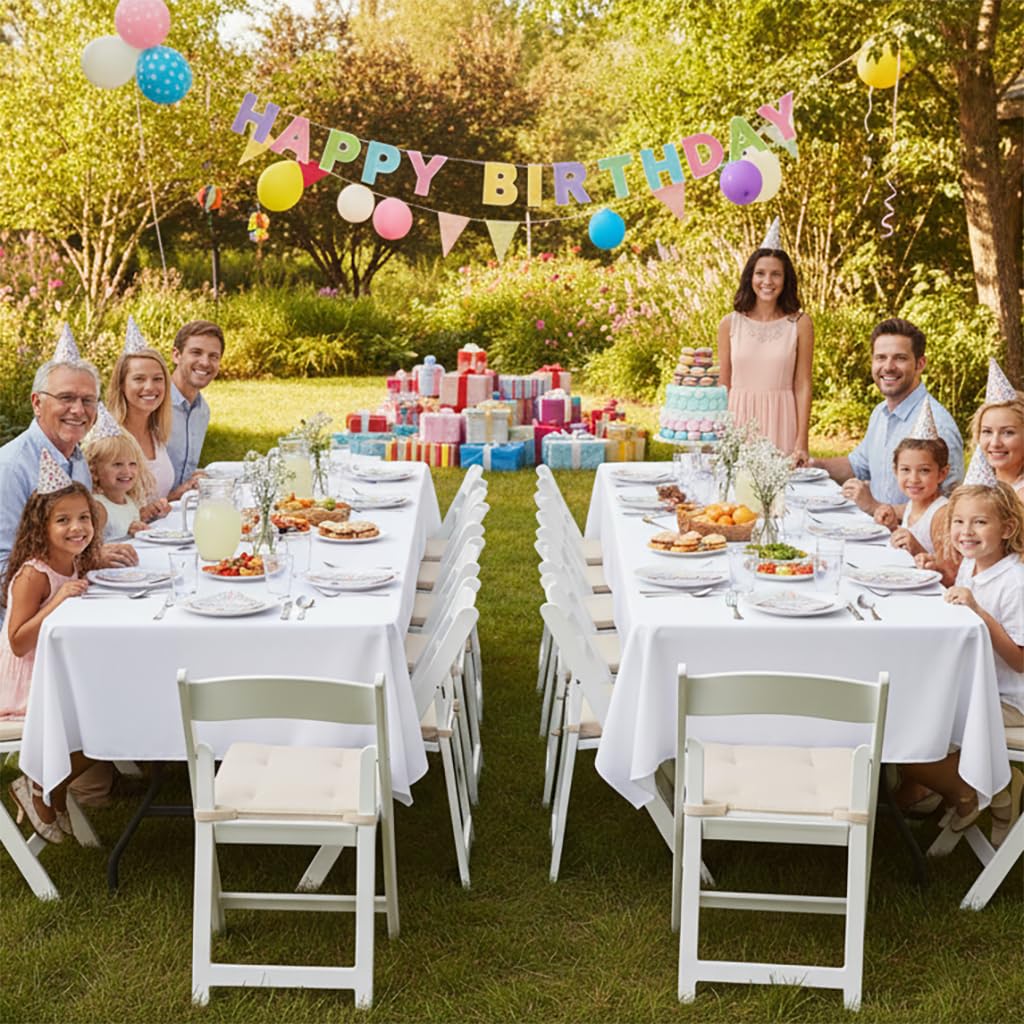 Eight-pack of sancua tablecloths arranged for storage and planning.