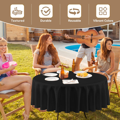 Sancua banquet round tablecloth in black enhances dining setups and décor