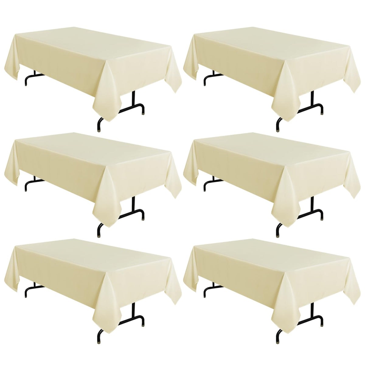 Sancua beige tablecloth on a 60x102 inch dining table with a clean, elegant look.