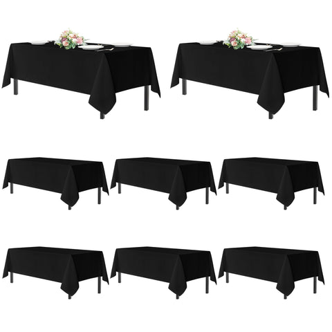 Sancua black 8ft rectangle tablecloth on a banquet table, elegant and stain-resistant