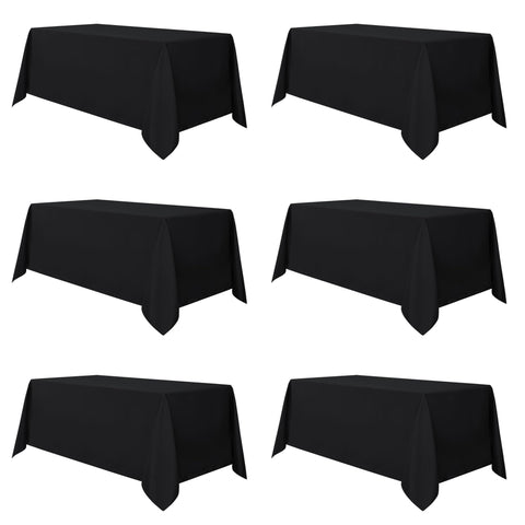 Sancua black tablecloth on dining table with full 30-inch drop for elegant coverage