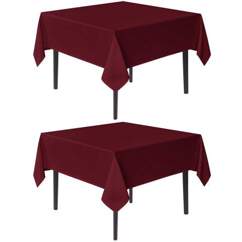 Sancua burgundy square tablecloth 70x70, two-piece pack for holiday dining