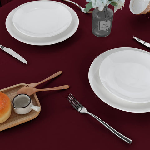 Sancua burgundy tablecloth measures 60 by 84 inches