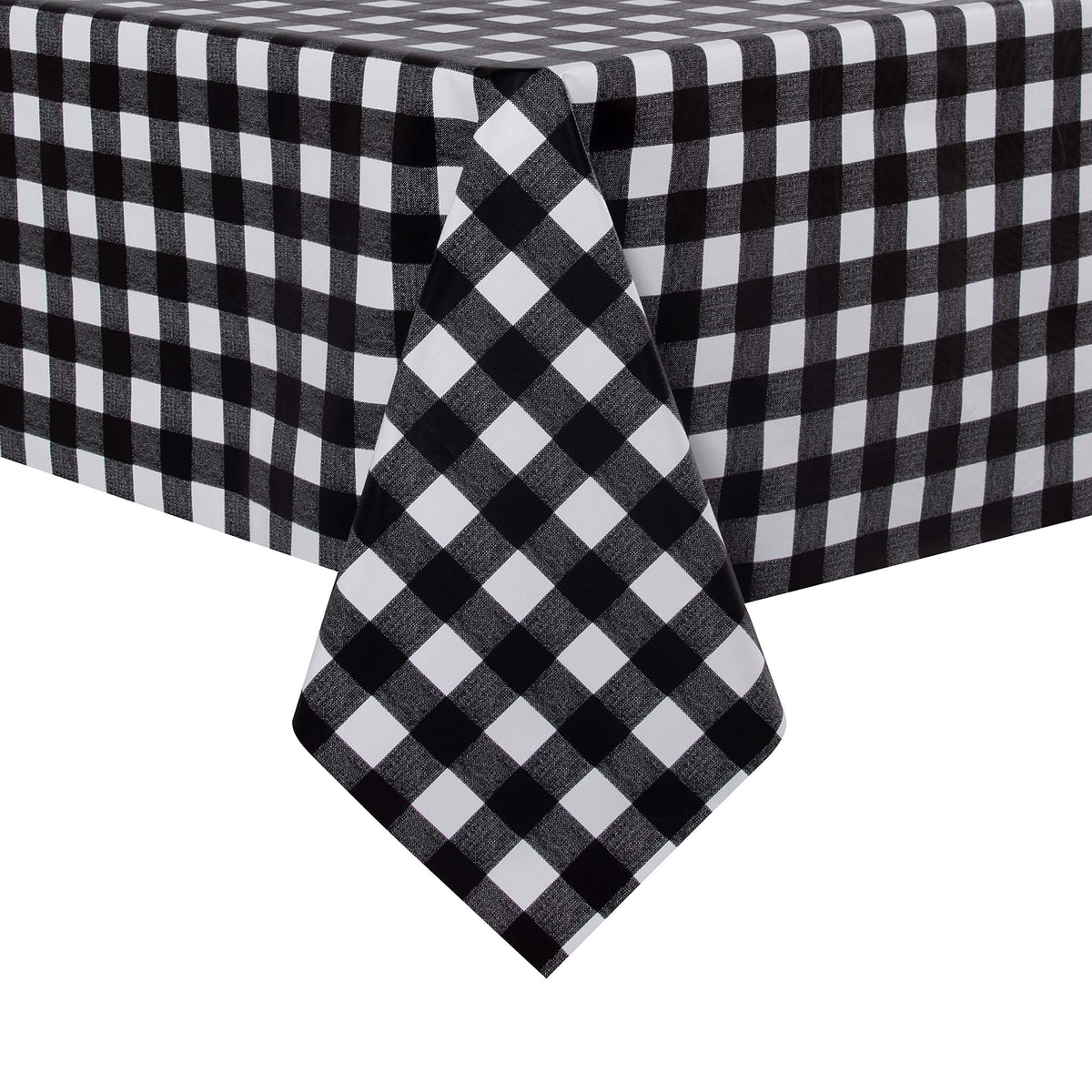 Sancua checkered tablecloth 54x54 in black and white with waterproof protection for easy wipe-clean dining.