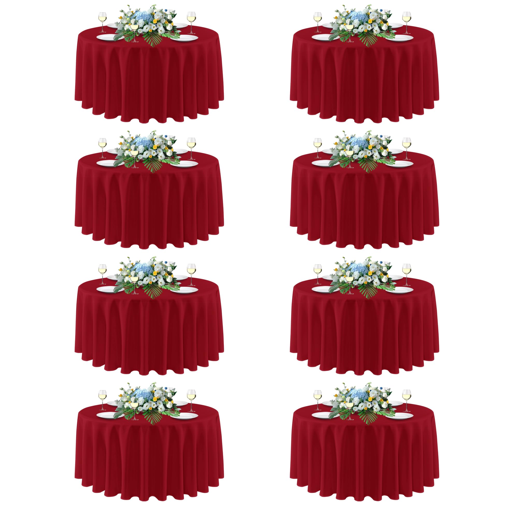 Sancua Christmas Red 90in round tablecloth showing festive style for weddings and banquets