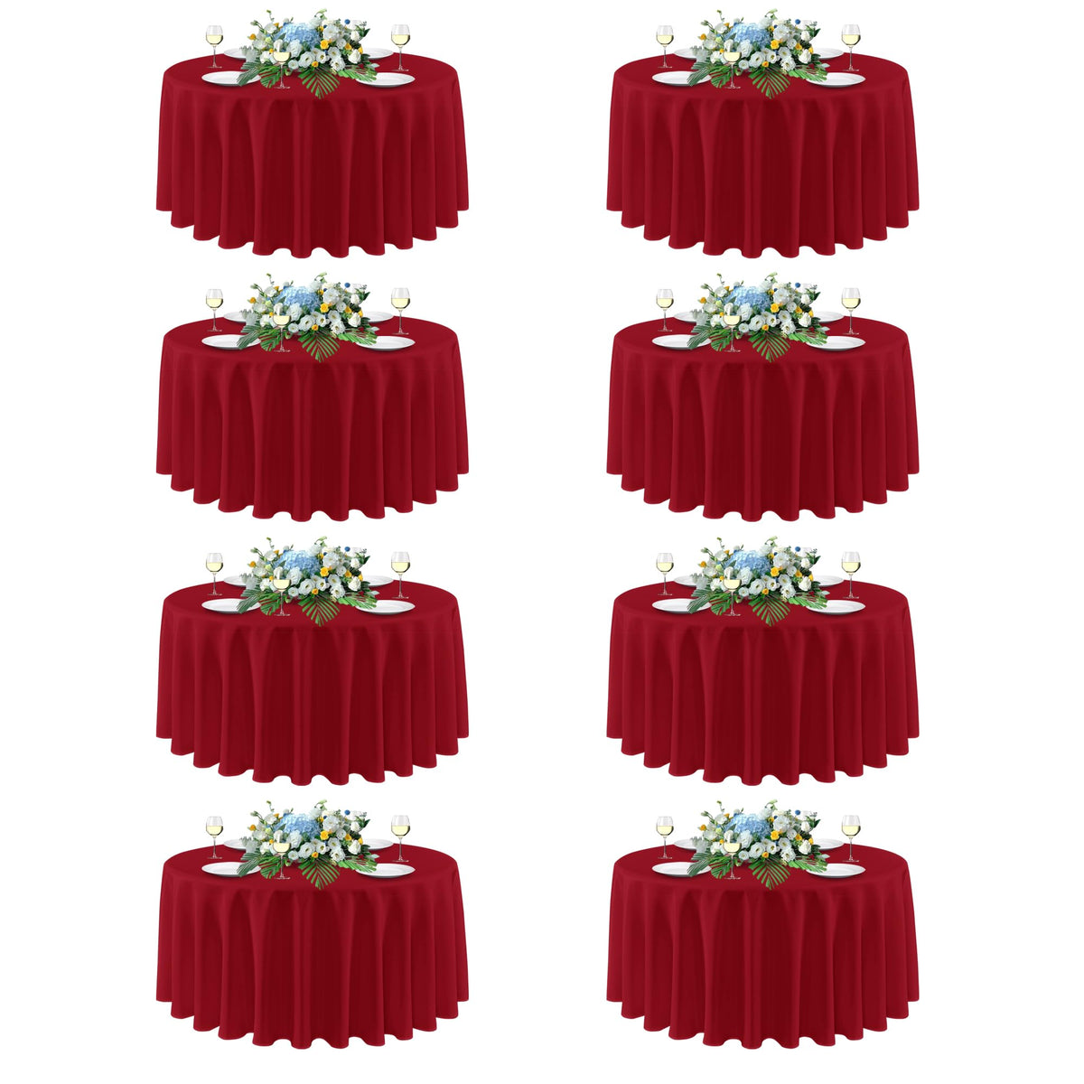 Sancua Christmas Red 90in round tablecloth showing festive style for weddings and banquets