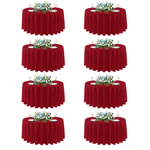 Sancua Christmas Red 90in round tablecloth showing festive style for weddings and banquets