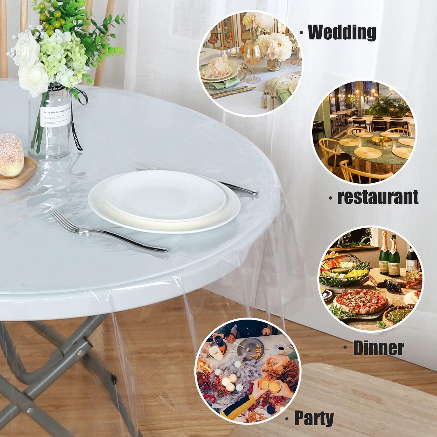 Sancua clear buffet dinner setup tablecloth protects surfaces during serving