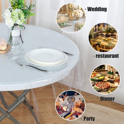 Sancua clear buffet dinner setup tablecloth protects surfaces during serving