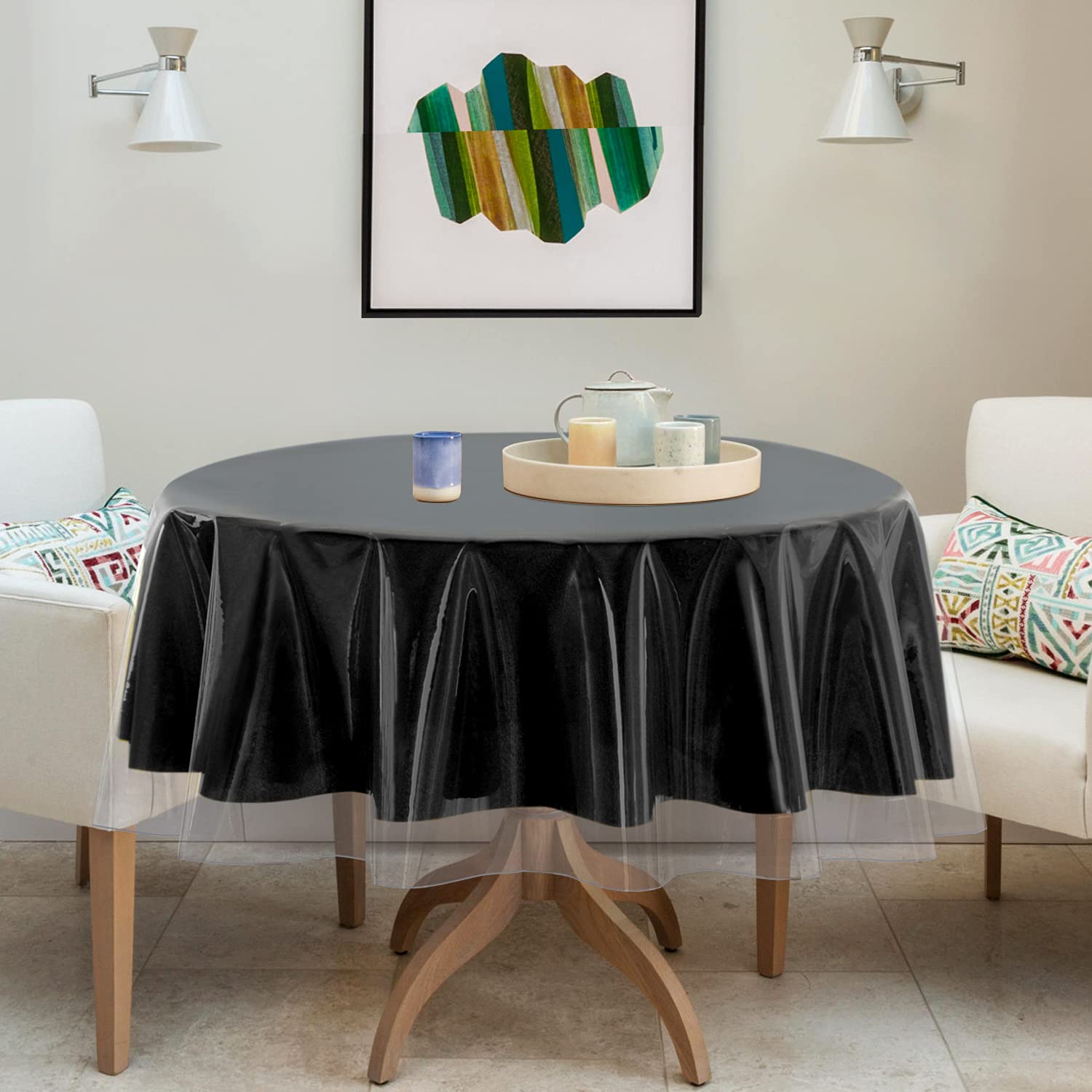 Sancua clear round tablecloth 60-inch keeps dining surfaces clean and protected