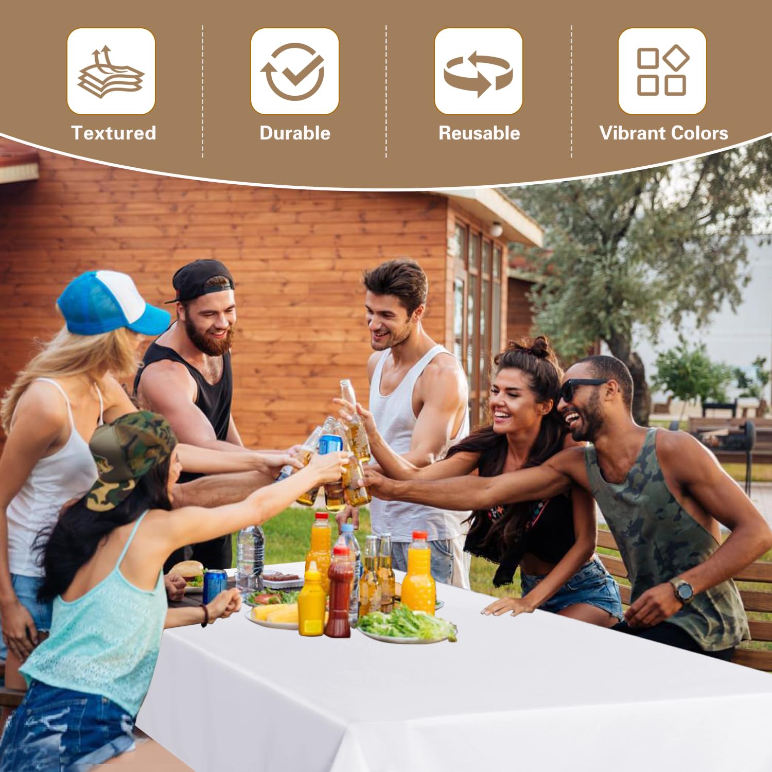 Sancua durable tablecloth suitable for weddings, banquets, and parties.