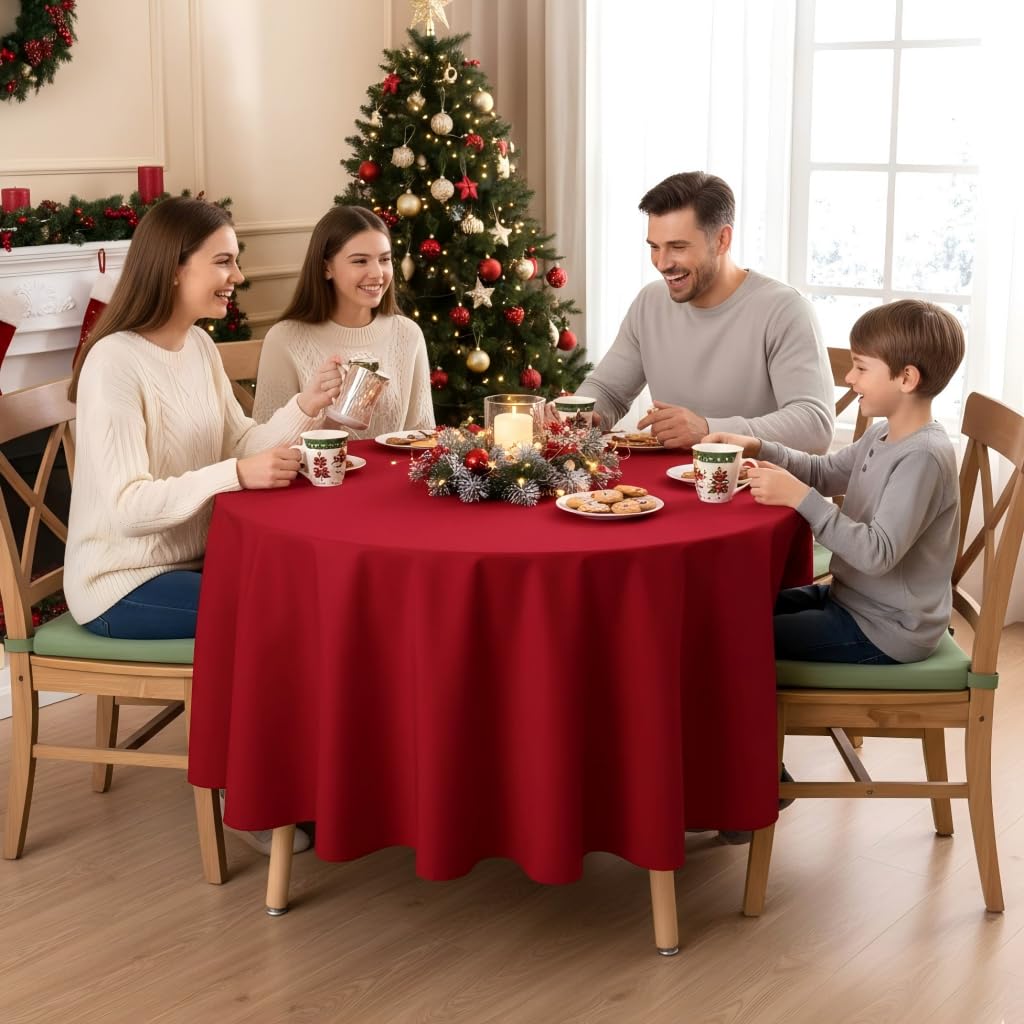 Sancua easy-care washable 90-inch round tablecloth for busy homes