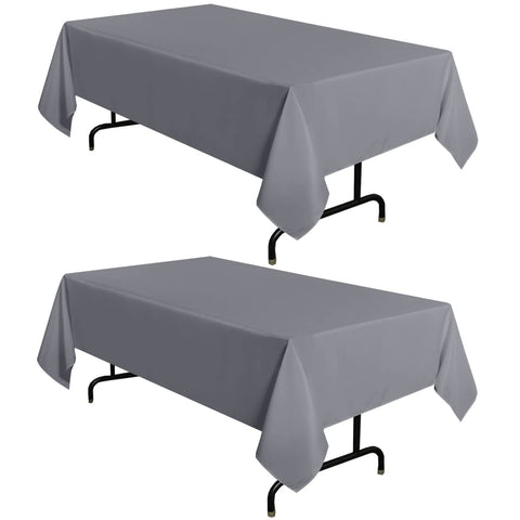 Sancua light grey tablecloth on a 6-foot dining table, clean and versatile for everyday meals.