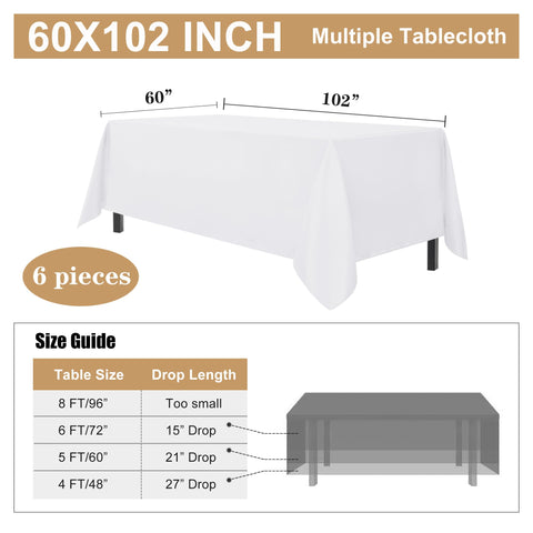 Sancua 6-pack white tablecloths offer easy care for busy hosting.