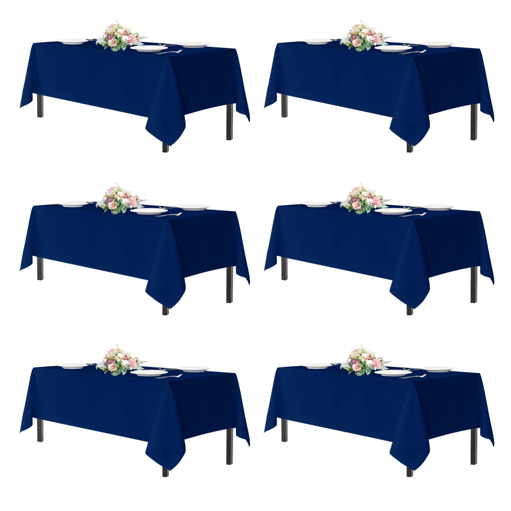 sancua navy blue tablecloth 60x120 on an 8-foot table for a polished event