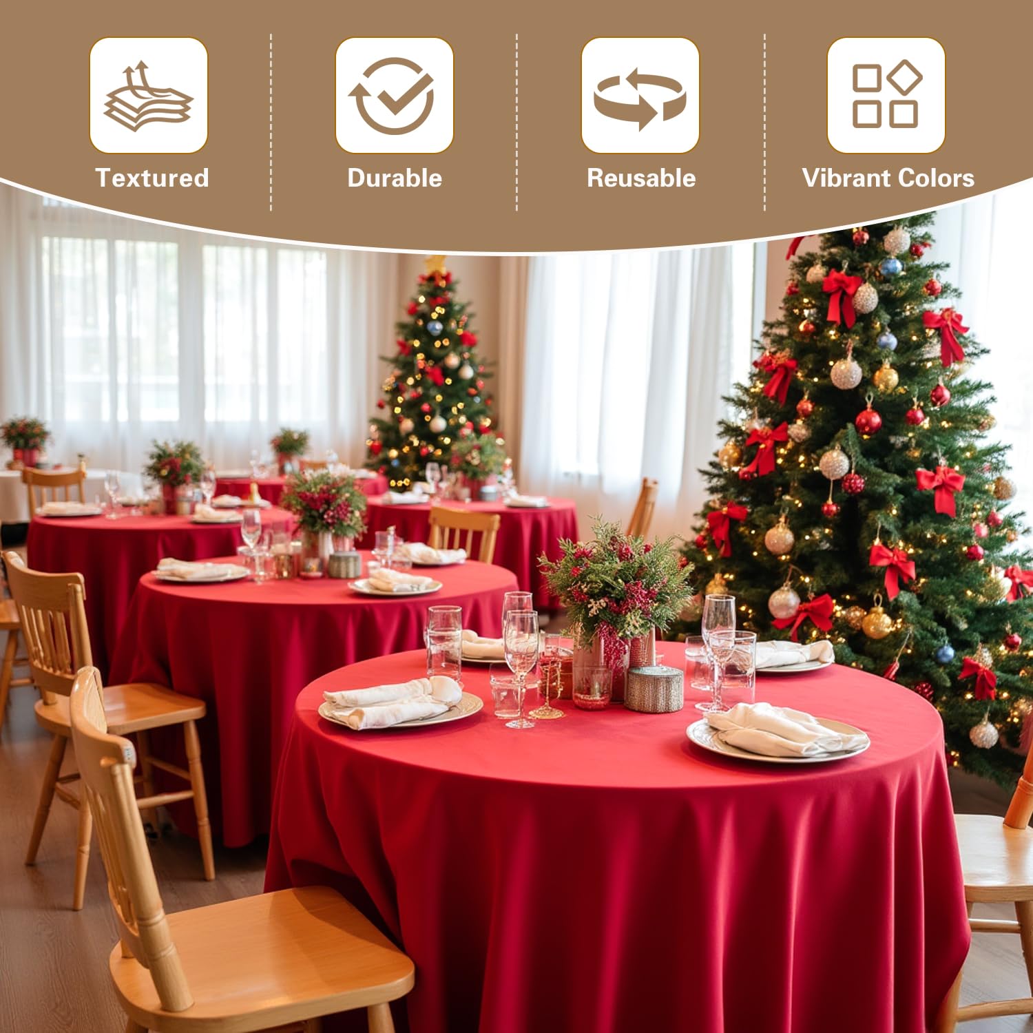 Sancua eight piece multi-pack tablecloths for cost savings at events