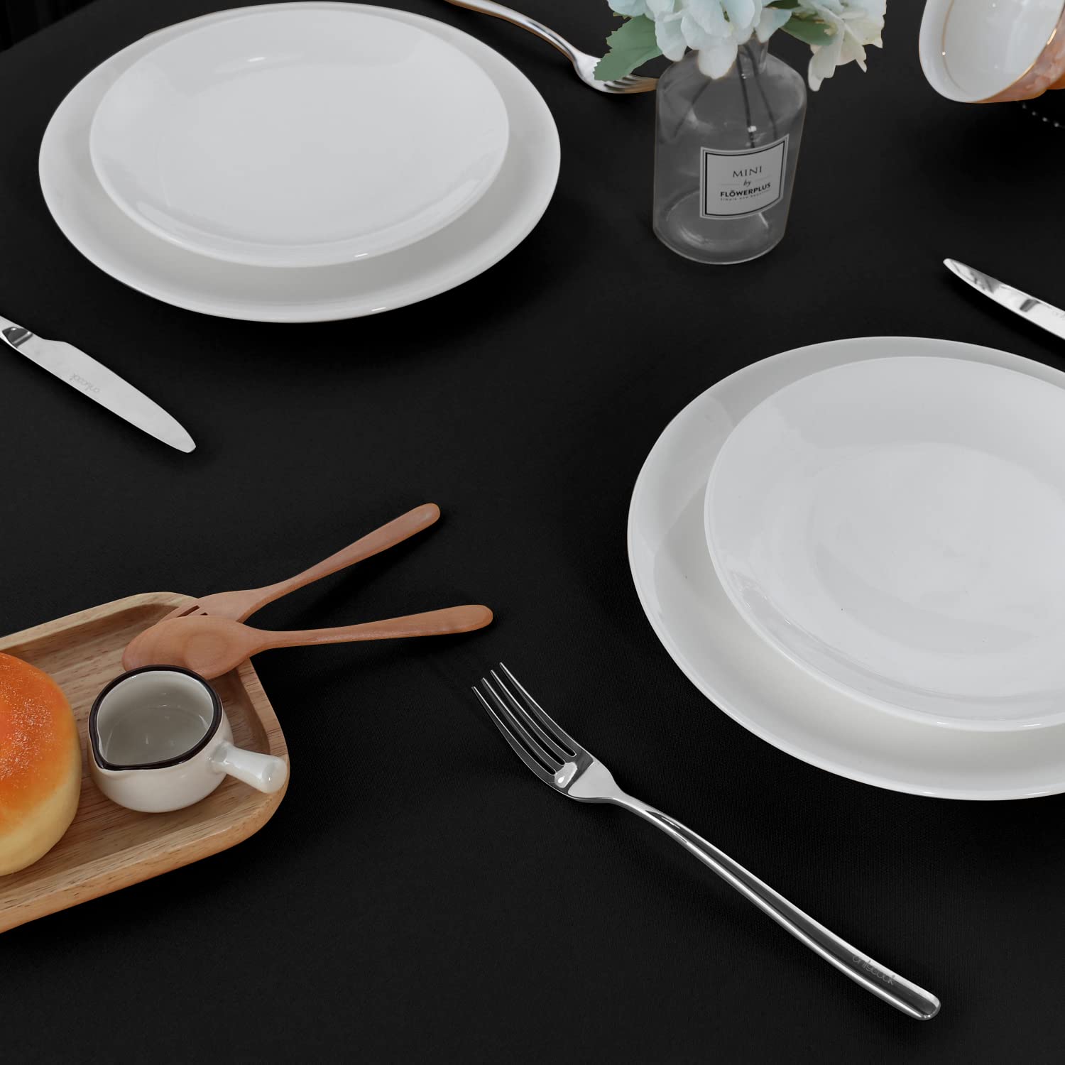 Sancua packaged two-pack of black tablecloths for storage