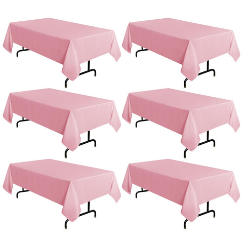 Sancua pink tablecloth 60x102 unfurled on a dining table for elegant meals
