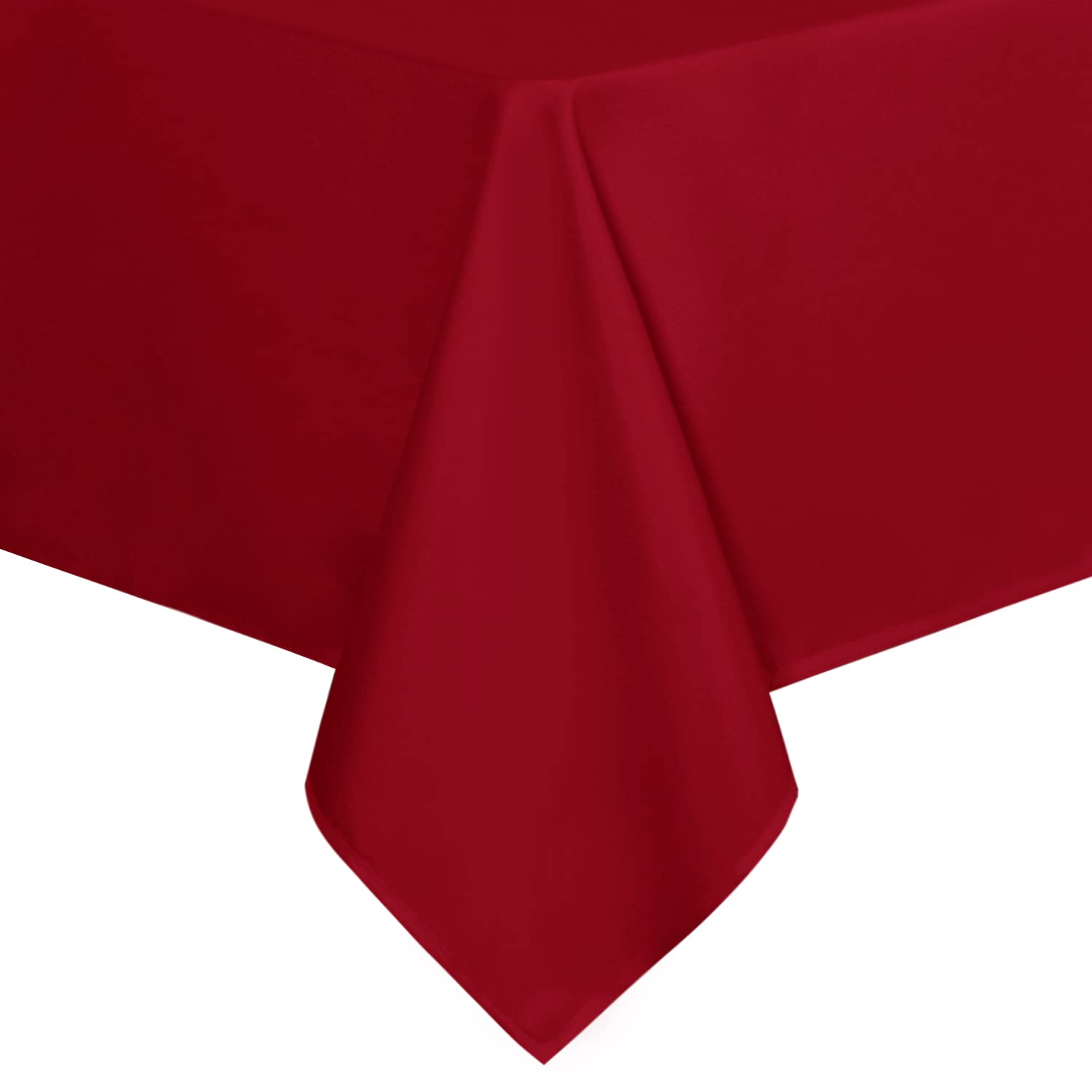 Sancua rectangle tablecloth on a dining setup, protecting surfaces and adding red elegance.