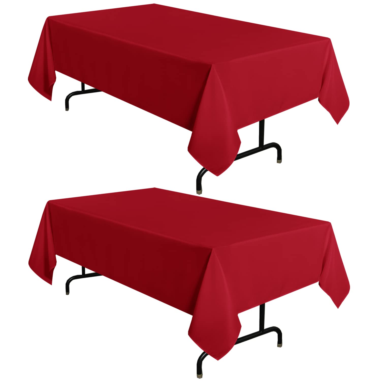 Sancua red tablecloth 54x78 draped on a dining table for festive gatherings.