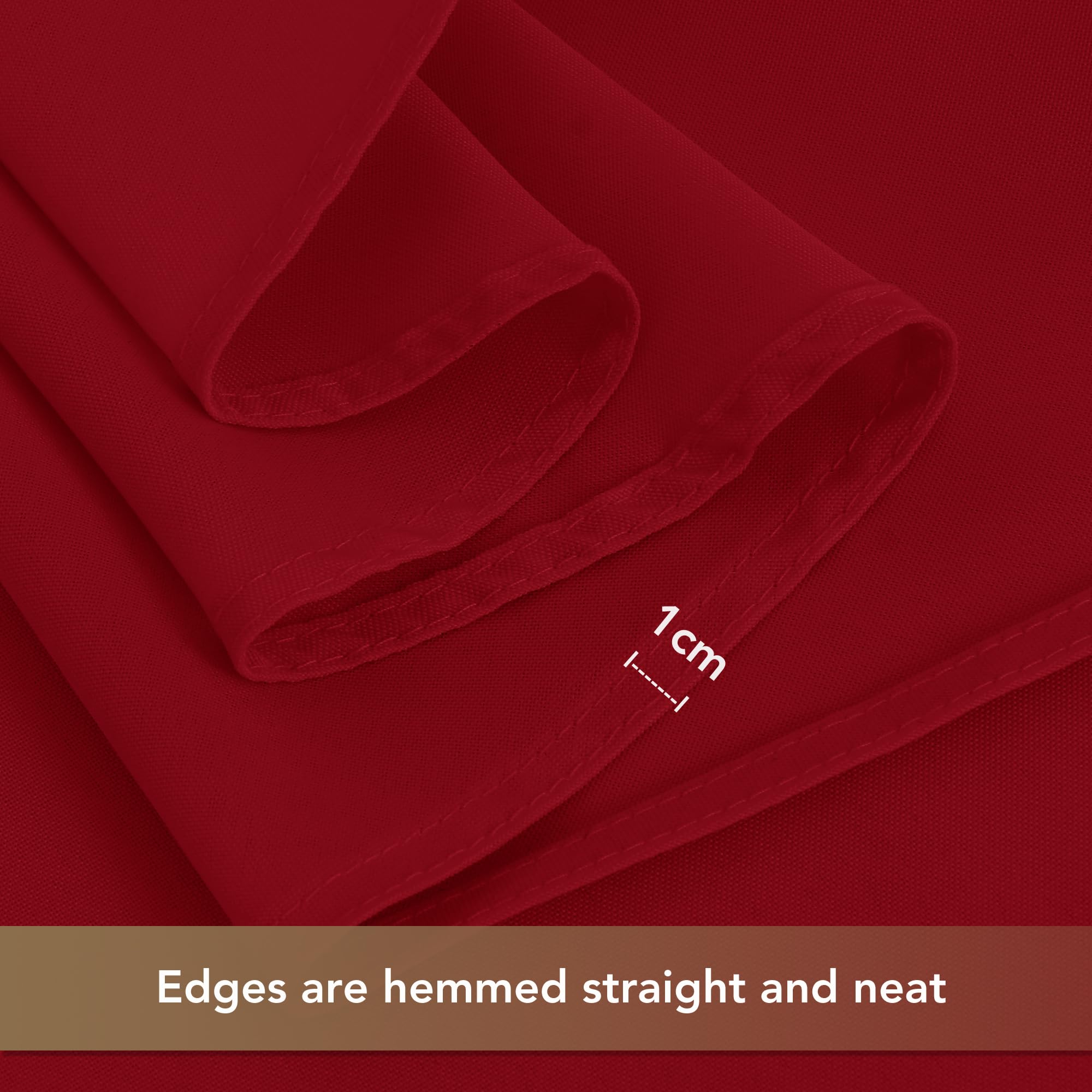 Sancua red tablecloth on banquet table for Christmas party.