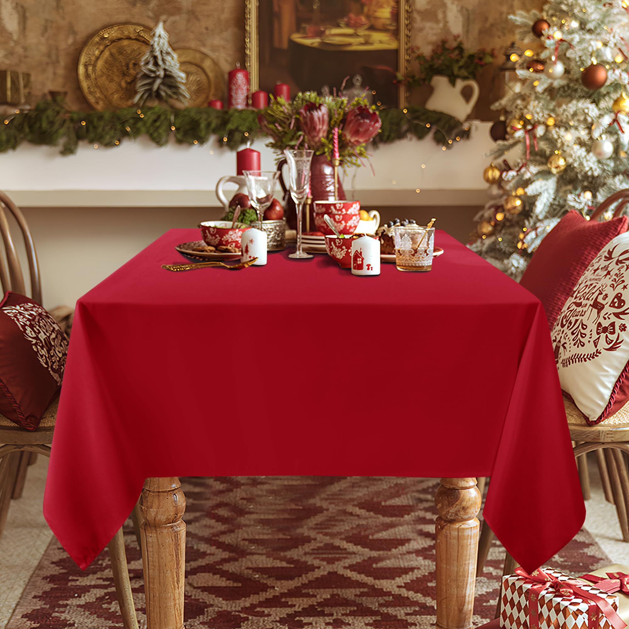 Sancua red tablecloth with wrinkle-free finish ideal for events