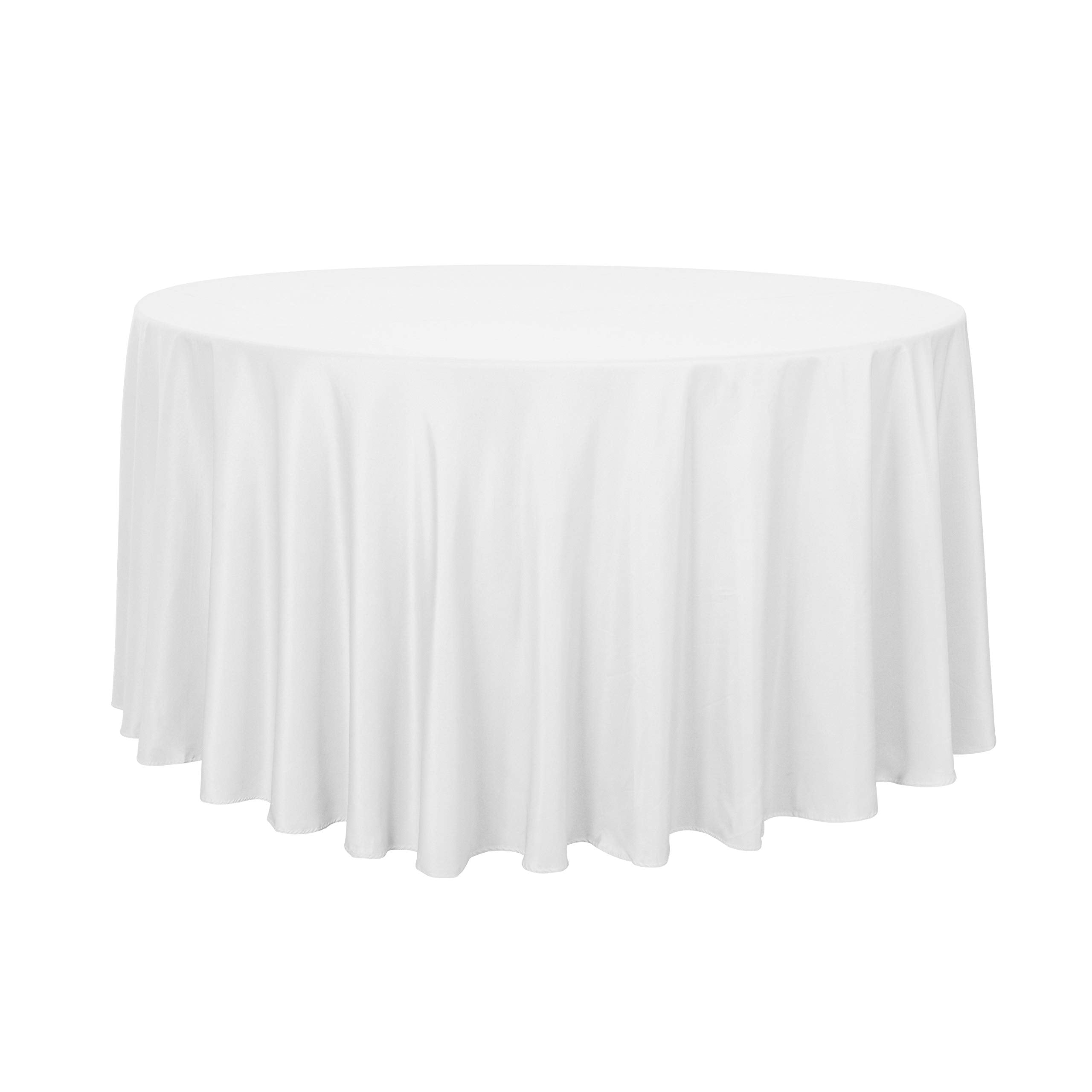 Sancua round tablecloth 108-inch white on a dining table providing protection and style.