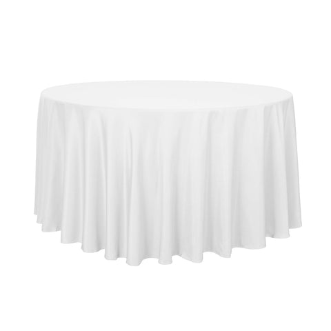 Sancua round tablecloth 108-inch white on a dining table providing protection and style.