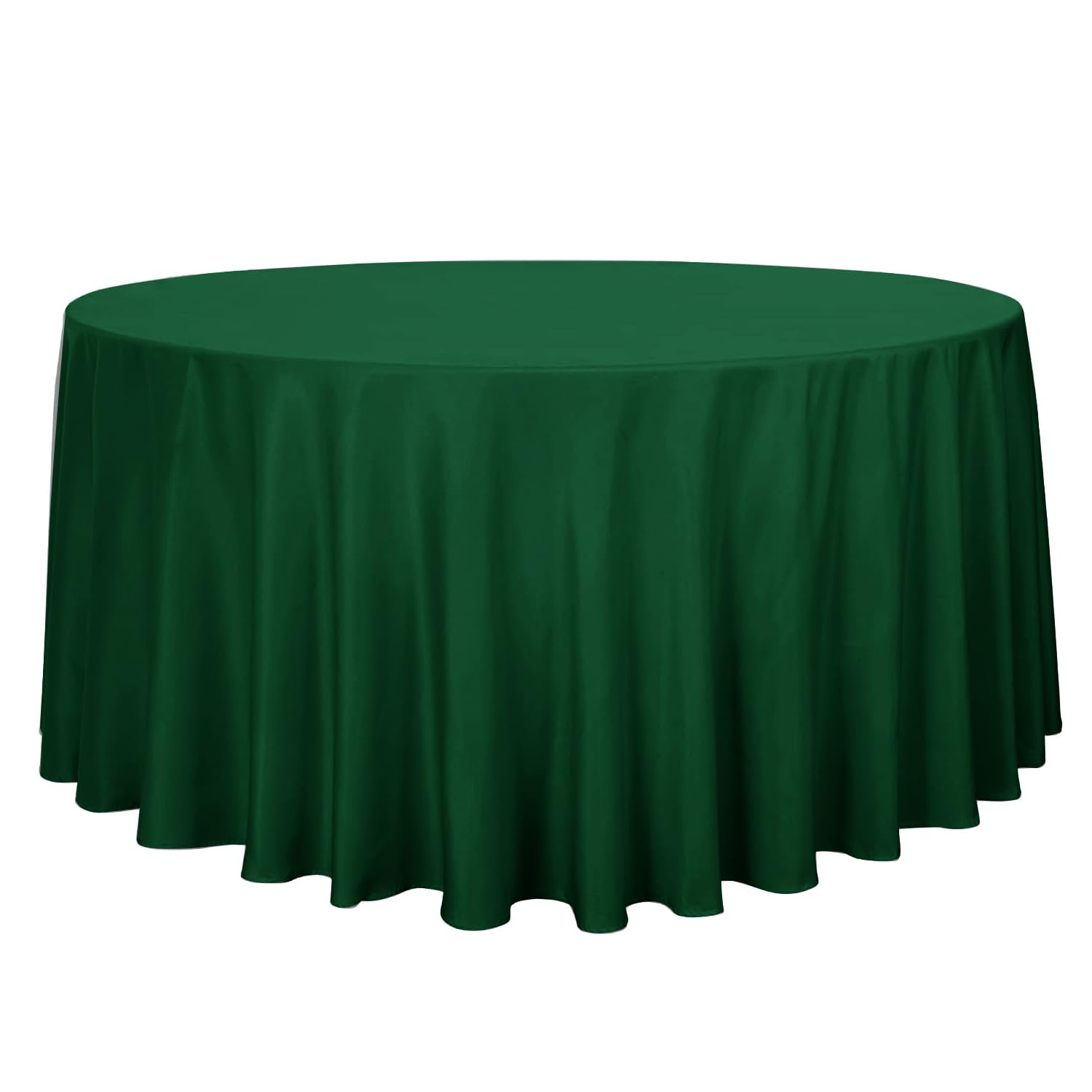 Sancua round tablecloth 120-inch hunter green shows water-resistant protection for spills.