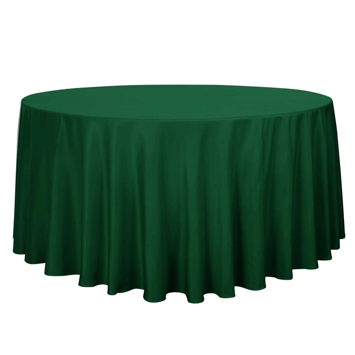 Sancua round tablecloth 120-inch hunter green shows water-resistant protection for spills.