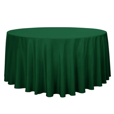 Sancua round tablecloth 120-inch hunter green shows water-resistant protection for spills.