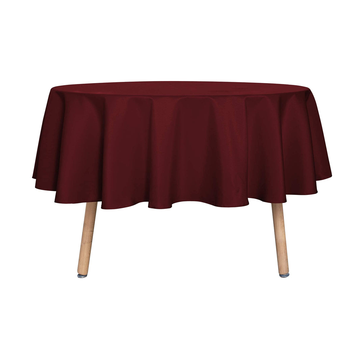 Sancua round tablecloth burgundy with a stain-resistant dining surface.