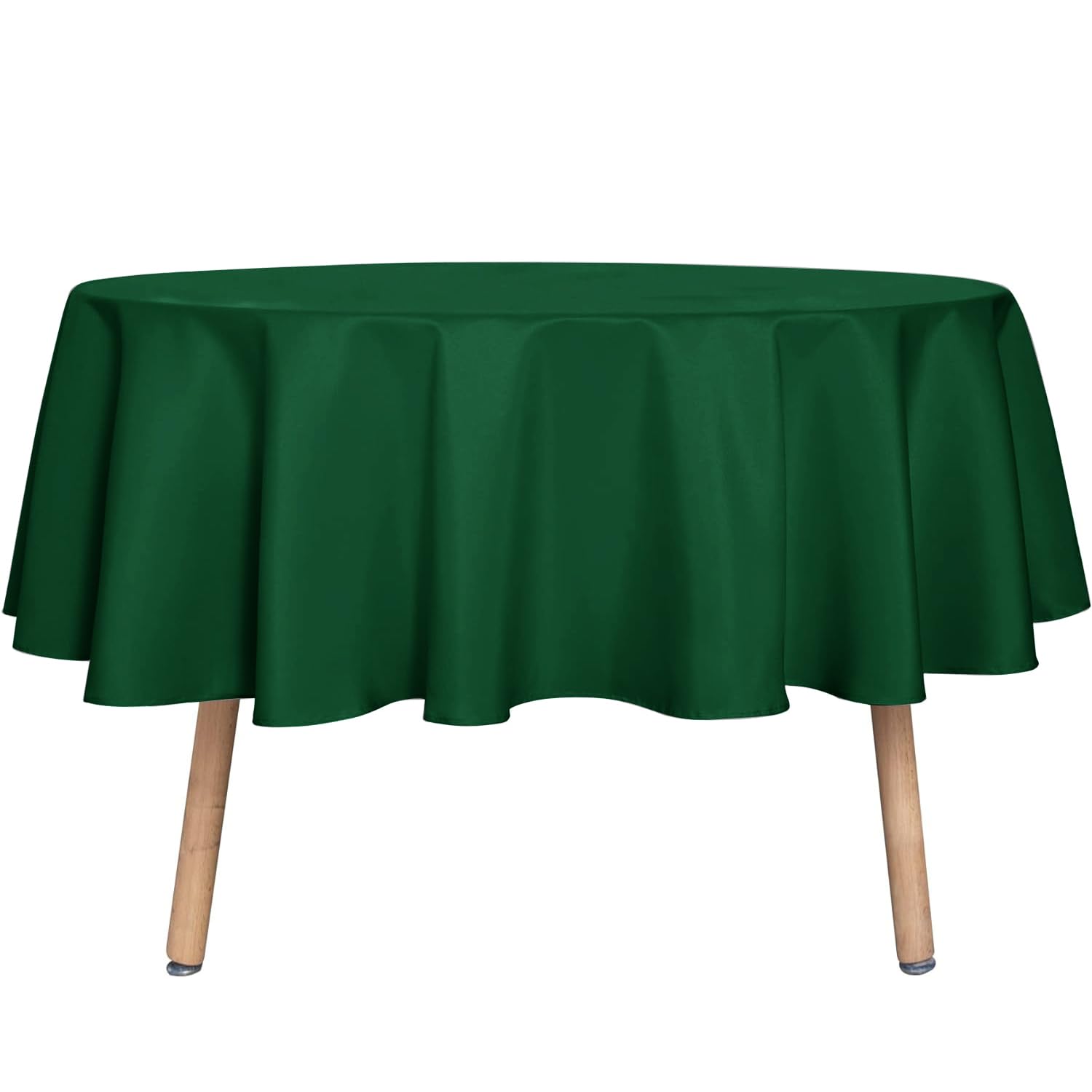 Sancua 60-inch round tablecloth showing water resistant spill protection on a dining table