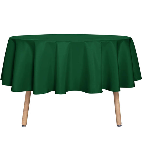 Sancua 60-inch round tablecloth showing water resistant spill protection on a dining table