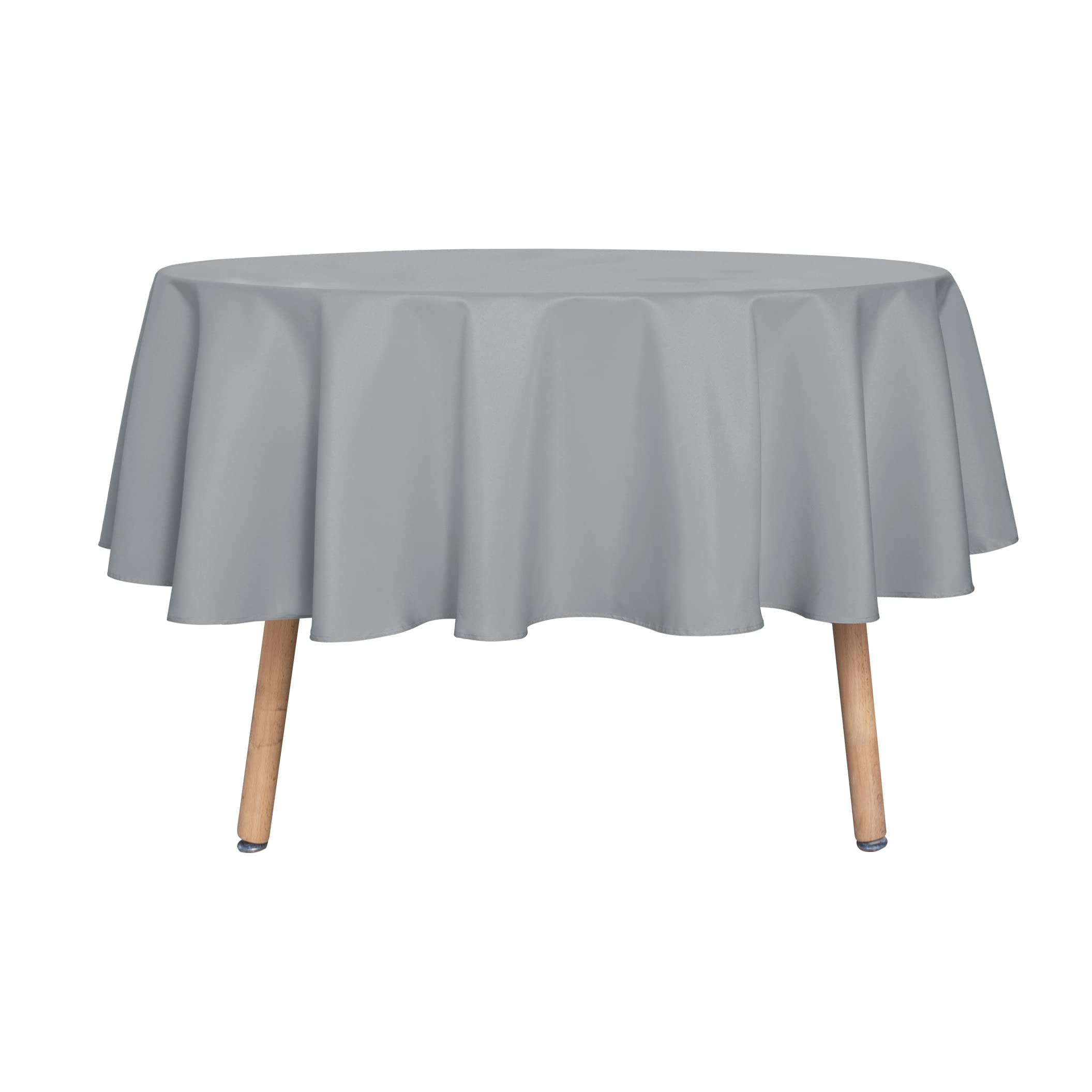 Sancua round tablecloth 60in silver grey on table adds elegant protection