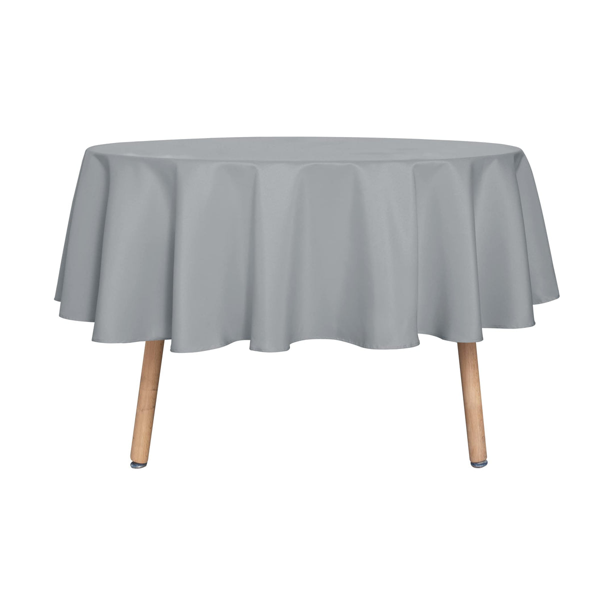 Sancua round tablecloth 60in silver grey on table adds elegant protection