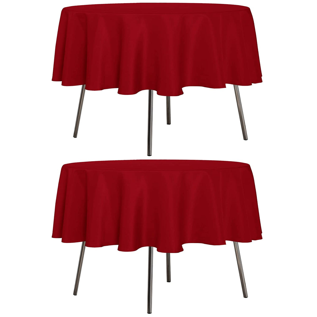 Sancua round tablecloth 60-inch red flat lay showing stain resistance and durable fabric.