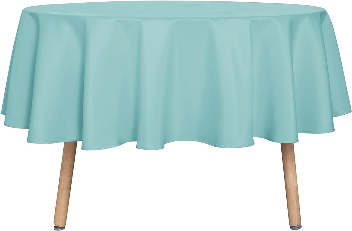 Sancua 60 inch turquoise round tablecloth provides water resistant protection