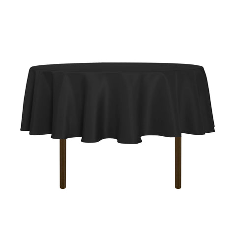 Sancua round tablecloth 70-inch black on a dining table for easy cleanup