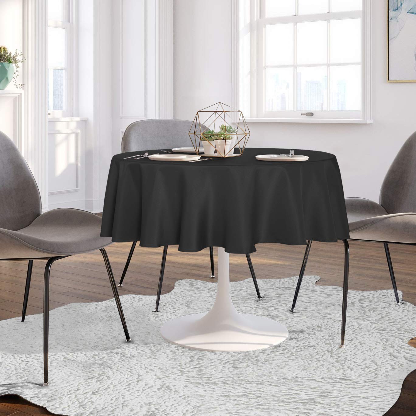 Sancua 70-inch black fabric detail highlights fade-resistant polyester