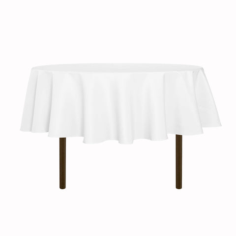 Sancua round tablecloth 80-inch white protects and decorates dining surfaces.