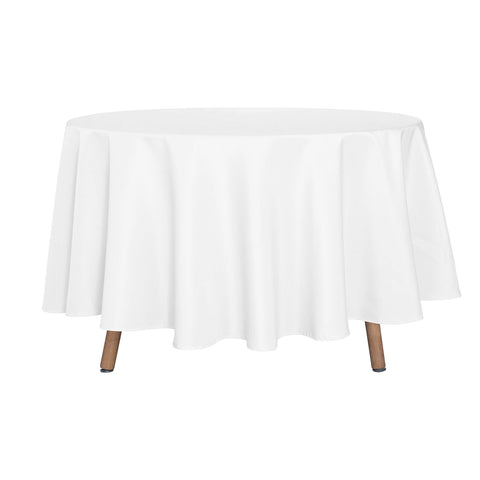 Sancua round tablecloth 90 inch white on table, protects surfaces with style